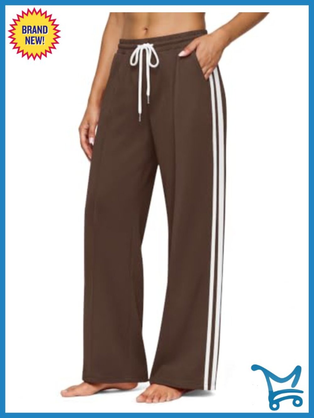 Women Wide Leg Striped Track Pants Athletic Running Sweatpants